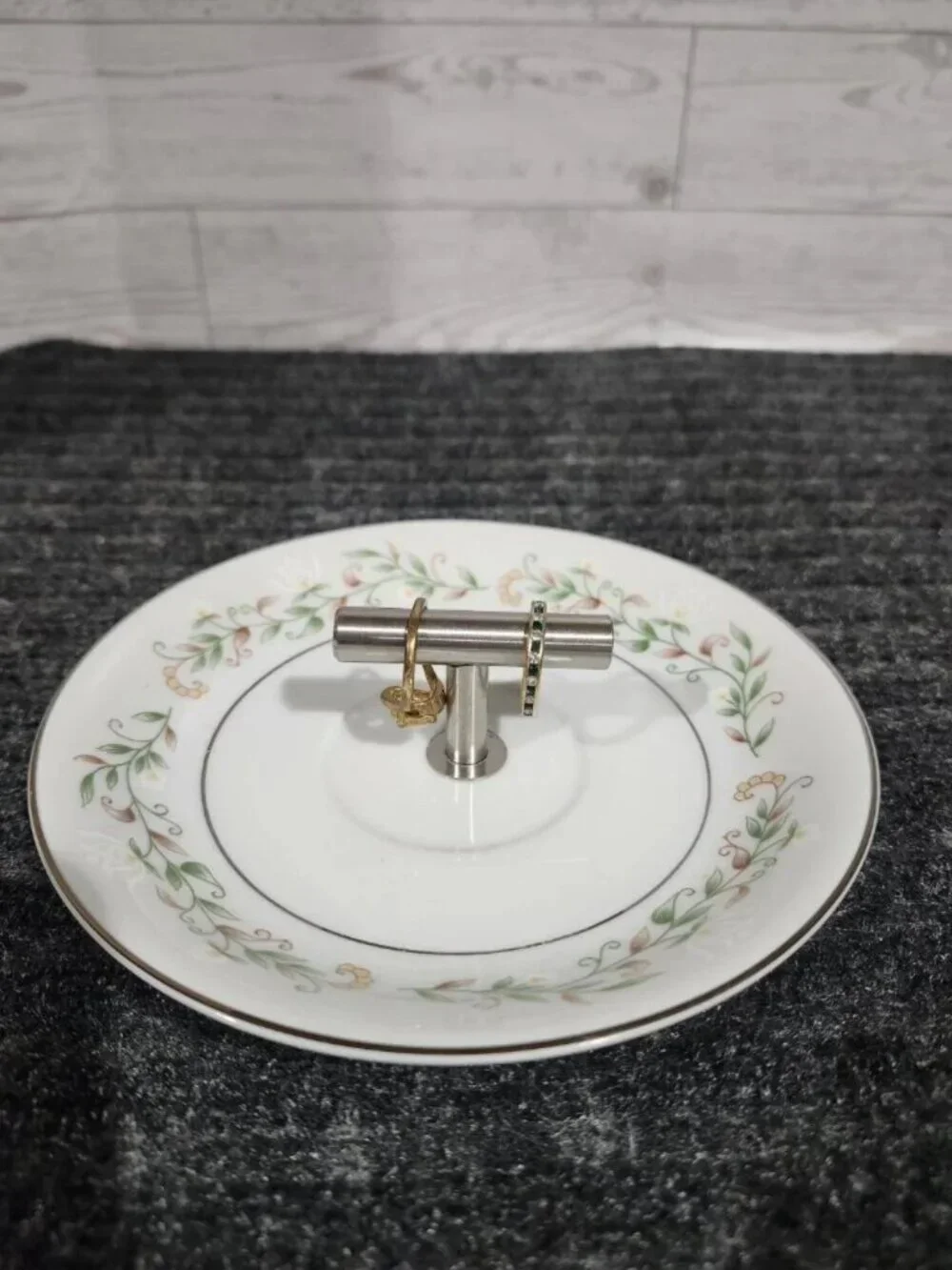 Vintage Brentwood China Ring Dish Cottonwood Floral Saucer Trinket Tray T Bar